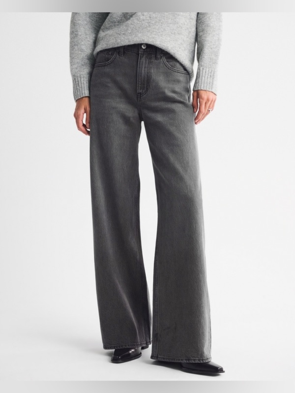Abercrombie & Fitch High Rise Wide Leg Charcoal Gray Jeans - Sz 30
